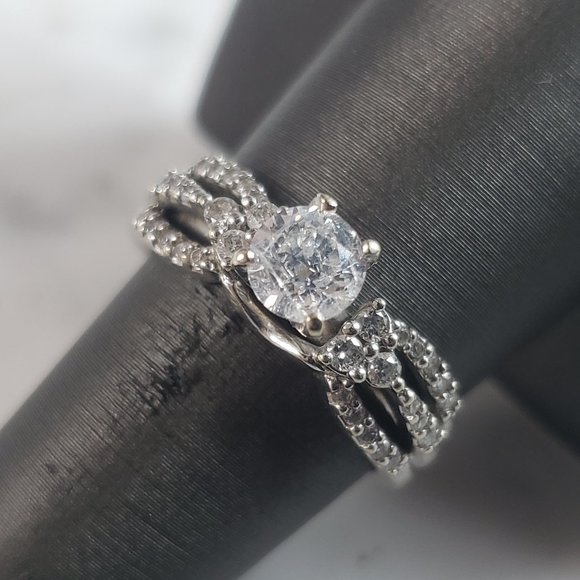 Womens Vintage Estate 14k White Gold Diamond Engagement Ring 4.9g#E6210